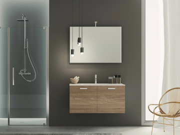QUB04 - Wall-mounted wooden vanity unit with doors by Gruppo Geromin - view 2